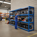 3x Premium Heavy Duty Shelving - 1770mm High with 12x 62L Plastic Storage Boxes