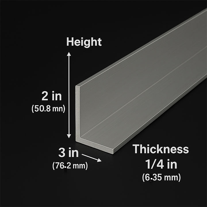 Aluminium Unequal Angle 76.2mm x 50.8mm x 6.3mm –  Structural Alloy, Corrosion-Resistant & Lightweight