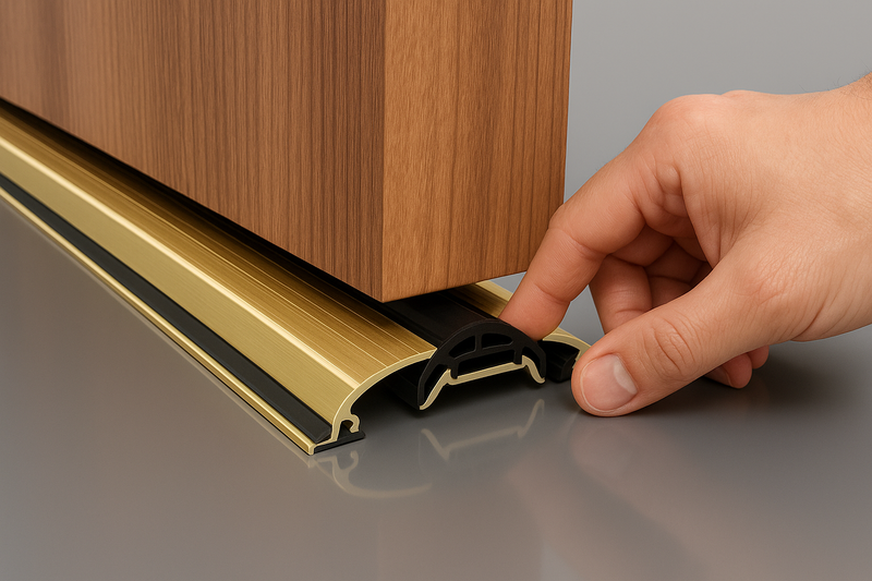 Heavy-Duty Aluminum Threshold Strip – Rubber Seal for 15–18mm Gaps, Concealed Fixings