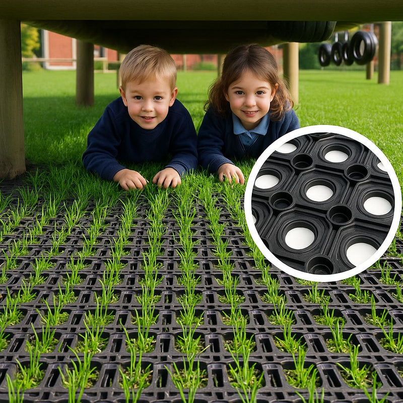 Rubber Grass Mats for Playgrounds Tested To EN1177
