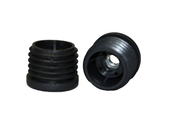 High Performance Black Round Plastic Threaded Inserts - Pack of 20