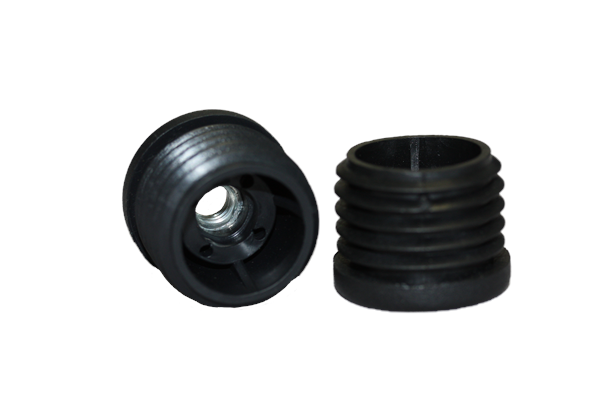 High Performance Black Round Plastic Threaded Inserts - Pack of 20