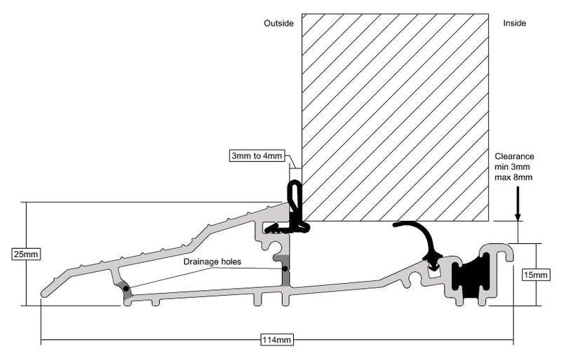 Premium Proline Threshold Door Sill Perfect For Inward Opening Doors