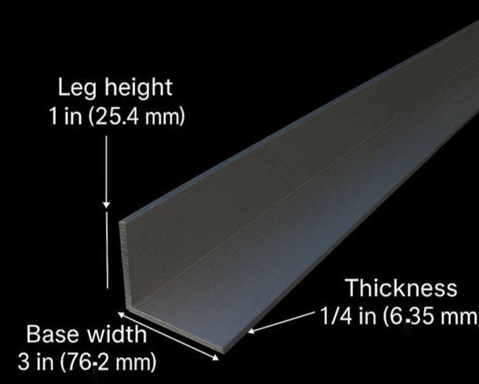 76.2mm x 25.4mm x 6.3mm Aluminium Unequal Angle | 6082T6 Alloy | Heavy-Duty Structural Support