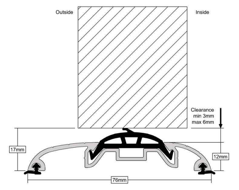 Industrial Central Rubber Seal Threshold For Inward & Outward Opening Doors