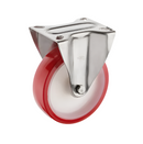 High-Performance Red PU Fixed Castor – Glide Smoothly, Handle Heavy Loads!