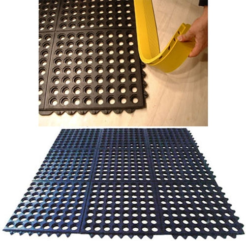 Non Slip Heavy Duty Rubber Link Mats with Drainage Holes - Rubber Co