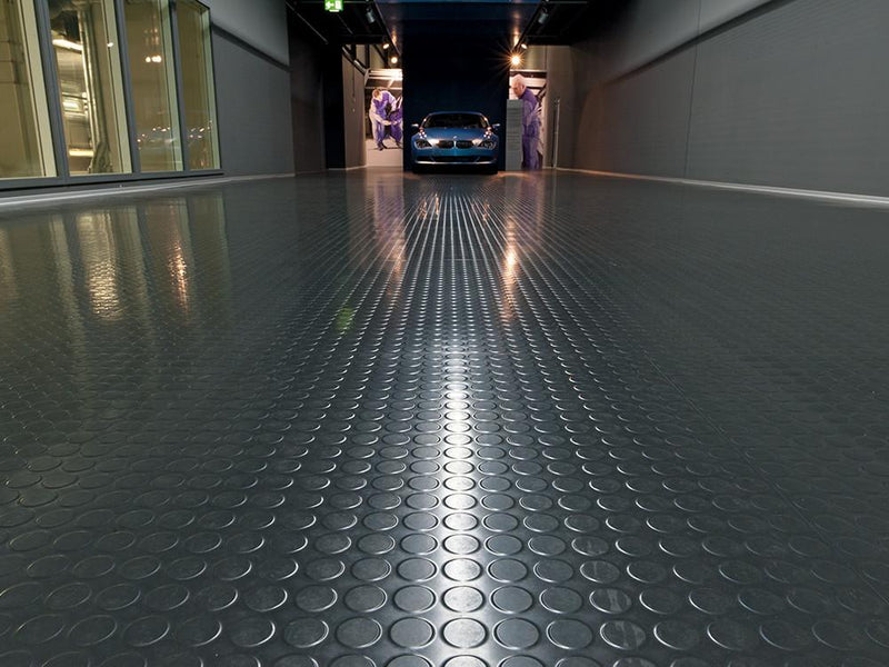 Non Slip Rubber Flooring Rolls - Studded Dot Pattern for Enhanced Safety