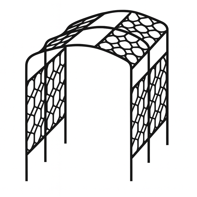 Vine Steel Garden Arch – W1.83m × H2.5m × D1.27m (Matt Black with Lattice) | Heavy Climber & Vegetable Archway