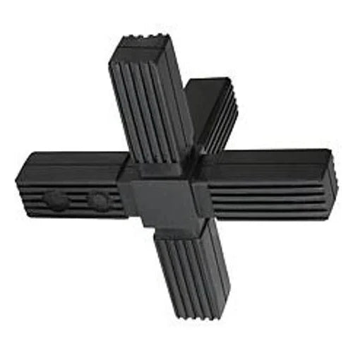 Heavy Duty Black Square Cross Corner Joint For Tube Systems & Frames - 5Pack