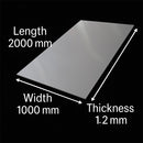 High-Quality Stainless Steel Sheet – 304 Grade, 1.2mm Thick, 2000mm x 1000mm – 2R BA Bright Annealed Finish
