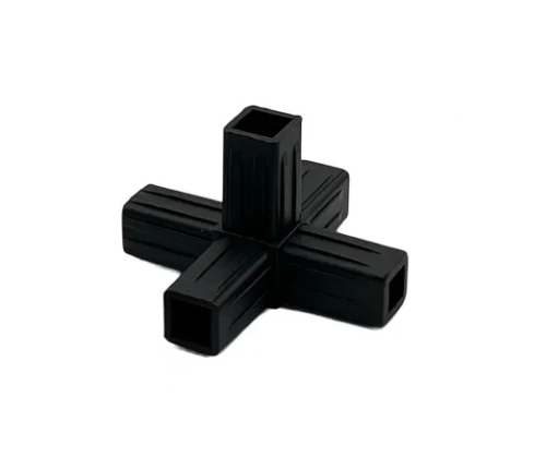 Heavy Duty Black Square Cross Corner Joint For Tube Systems & Frames - 5Pack