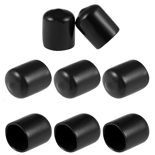 Pack of 10 Premium Black Round Flexible PVC Caps For Multiple Uses - (0-12.7mm ID)