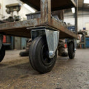 100mm Pressed Steel Fixed Castor with Black Rubber on Polypropylene Wheel - 75kg Load Capacity