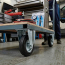 125mm Pressed Steel Fixed Castor Wheel - Black Rubber on Pressed Steel - 110kg Load Capacity