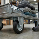 80mm Pressed Steel Fixed Castor Wheel - Black Rubber on Pressed Steel - 60kg Load Capacity