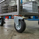 200mm Pressed Steel Swivel Castor Wheel with Directional Brake & Top Plate - Black Rubber - 180kg Load