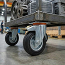 150mm Pressed Steel Swivel Castor Wheel with Directional Brake & Top Plate - Black Rubber - 130kg Load
