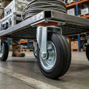 125mm Pressed Steel Swivel Castor Wheel - Black Rubber & 4-Hole Plate - 110kg Load Capacity