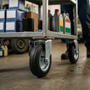 80mm Pressed Steel Swivel Castor Wheel - Black Rubber & 4-Hole Plate - 60kg Load Capacity