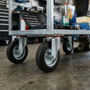 100mm Pressed Steel Swivel Castor Wheel - Black Rubber & 4-Hole Plate - 75kg Load Capacity